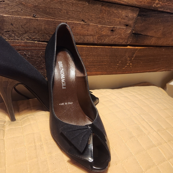 Bruno Magli Black Peep-Toe Heels - Picture 3 of 12